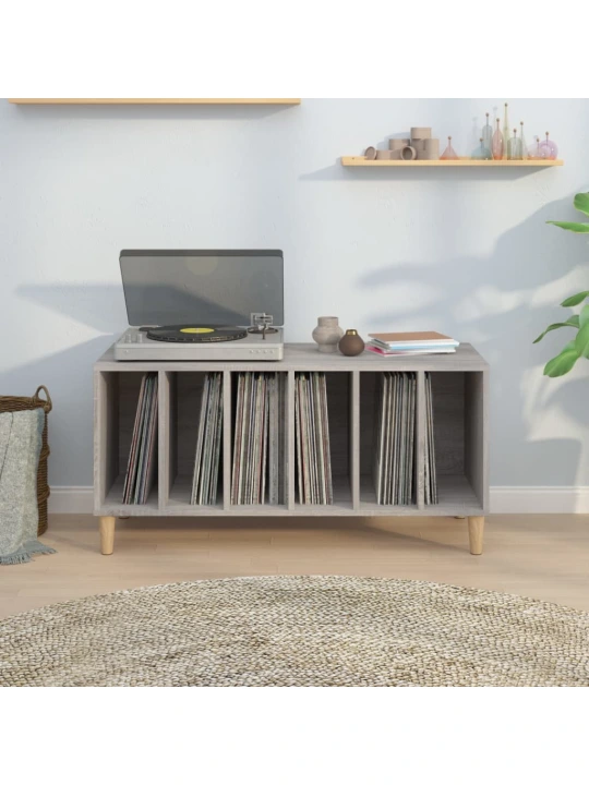 Vinilinių plokštelių spintelė, pilka, 100x38x48cm, mediena