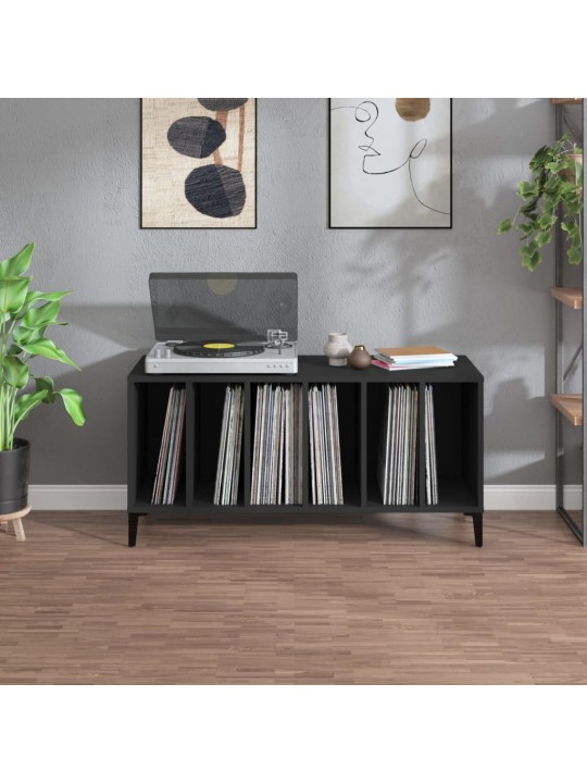 Vinilinių plokštelių spintelė, juoda, 100x38x48cm, mediena