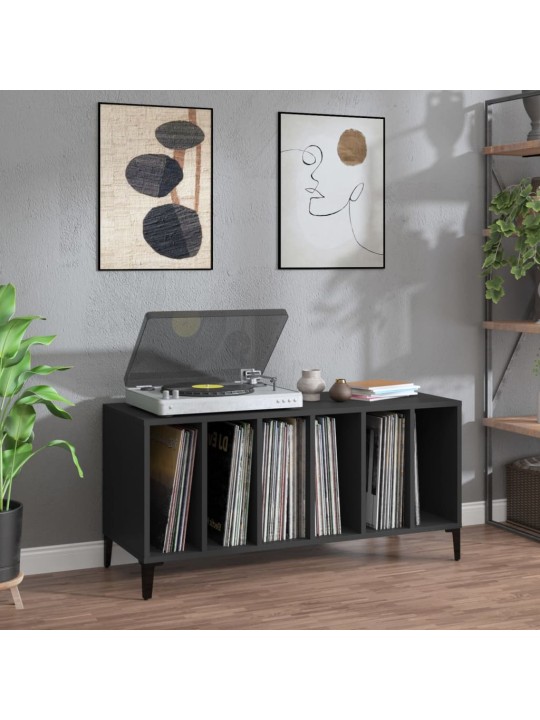 Vinilinių plokštelių spintelė, juoda, 100x38x48cm, mediena