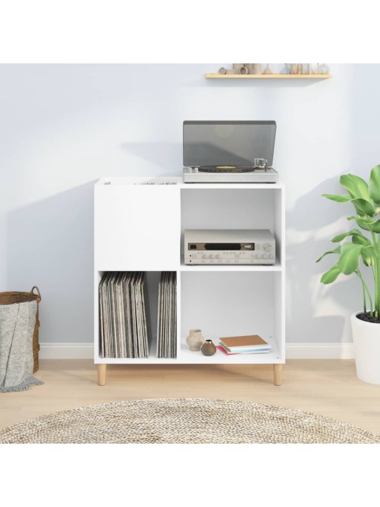 Vinilinių plokštelių spintelė, balta, 84,5x38x89cm, mediena