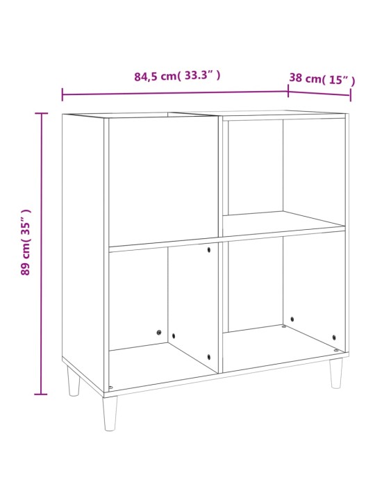 Vinilinių plokštelių spintelė, betono, 84,5x38x89cm, mediena