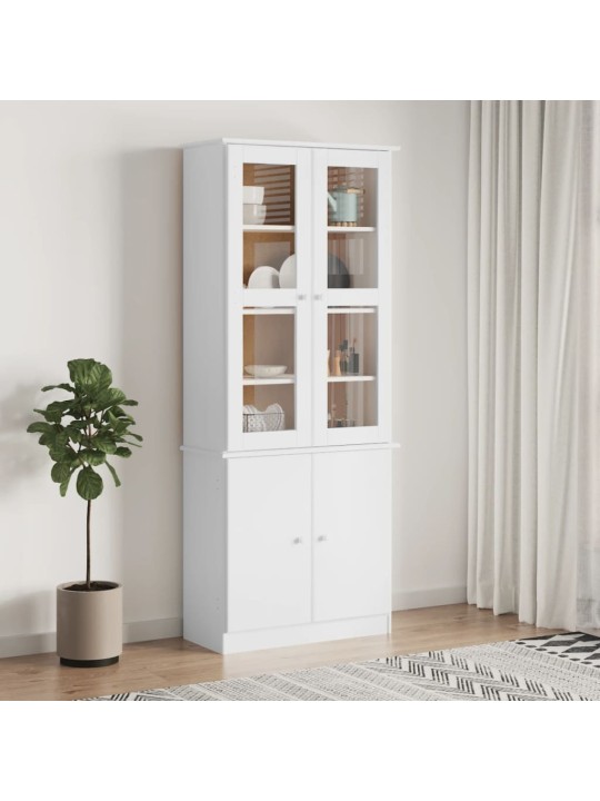 Stiklinė eksponavimo spintelė ALTA, balta, 77x35x186,5cm, pušis
