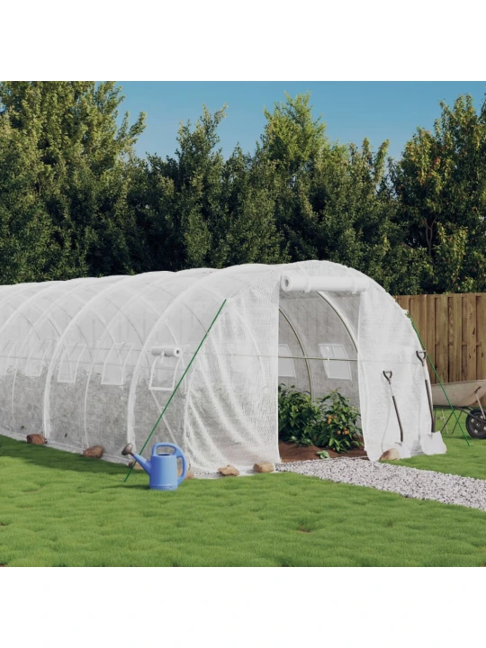 Šiltnamis su plieno rėmu, baltos spalvos, 6x3x2m, 18m²