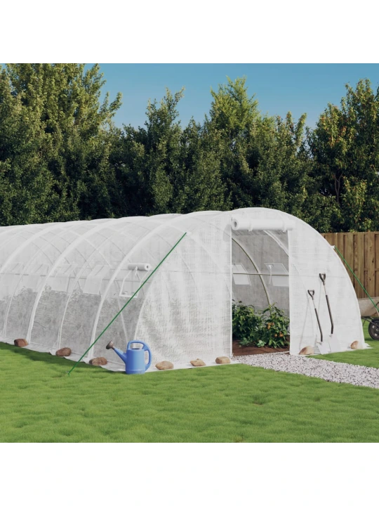 Šiltnamis su plieno rėmu, baltos spalvos, 12x4x2m, 48m²