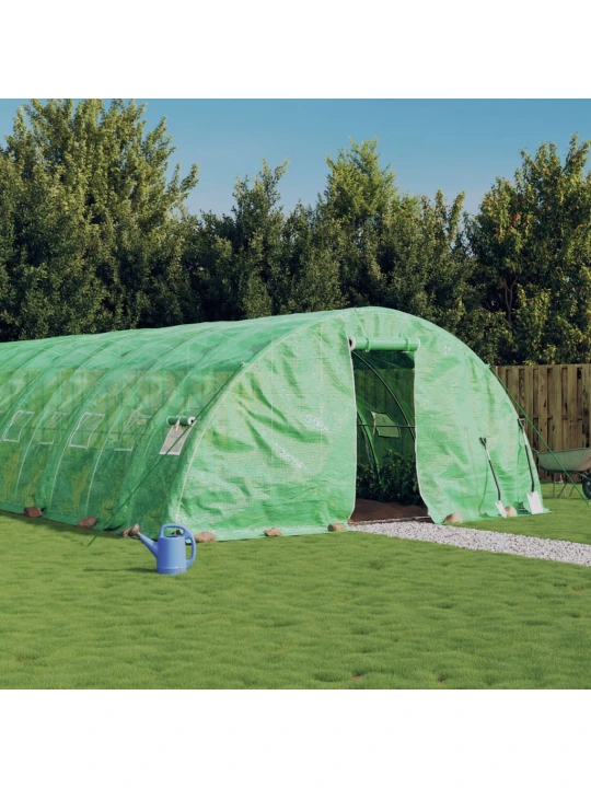 Šiltnamis su plieno rėmu, žalios spalvos, 18x5x2,3m, 90m²