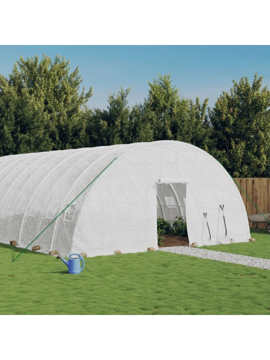 Šiltnamis su plieno rėmu, baltos spalvos, 10x6x2,85m, 60m²