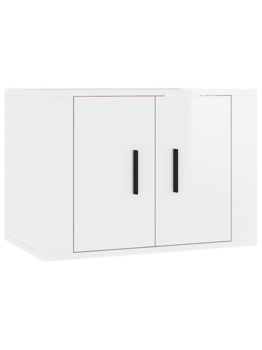 Sieninės TV spintelės, 3vnt., baltos, 57x34,5x40cm, blizgios