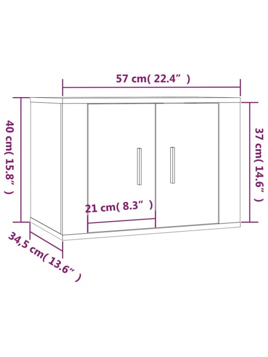 Sieninės TV spintelės, 3vnt., baltos, 57x34,5x40cm, blizgios