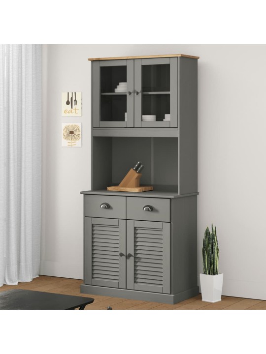 Komoda VIGO, pilka, 78x40x175cm, pušies medienos masyvas