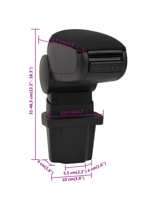 Automobilio porankis, juodos spalvos, 13,5x32,5x(31-46,5)cm ABS