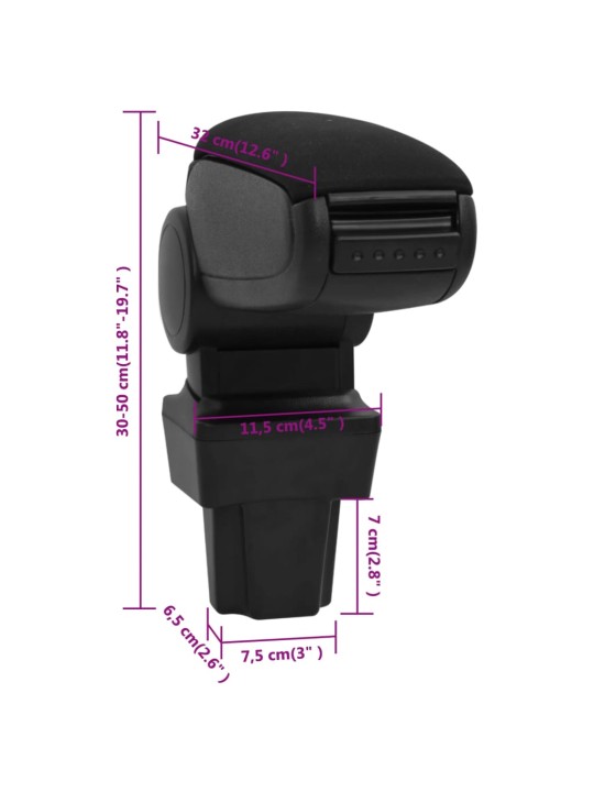 Automobilio porankis, juodos spalvos, 11,5x32x(30–50)cm, ABS