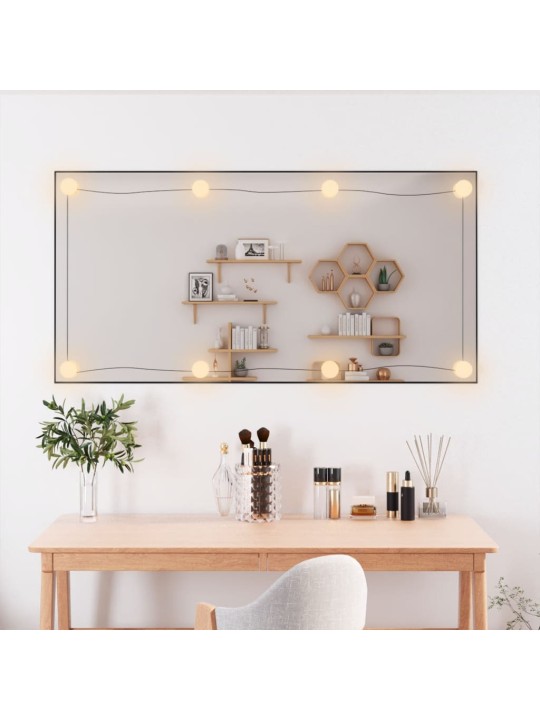 Sieninis veidrodis su LED lemputėmis, 50x100cm, stiklas