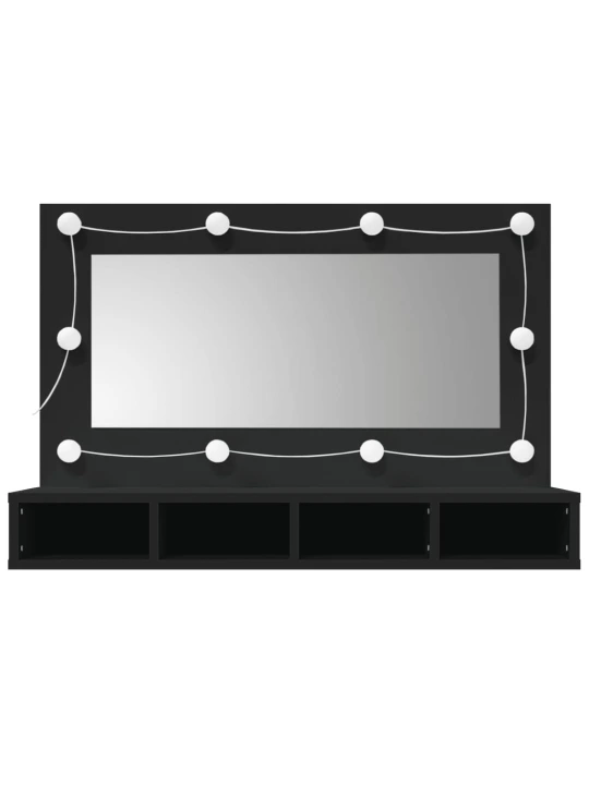 Veidrodinė spintelė su LED apšvietimu, juoda, 90x31,5x62cm