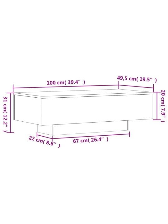 Kavos staliukas, baltas, 100x49,5x31cm, apdirbta mediena