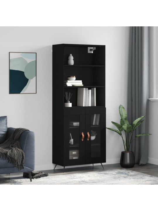 Komoda, juodos spalvos, 69,5x34x180cm, apdirbta mediena