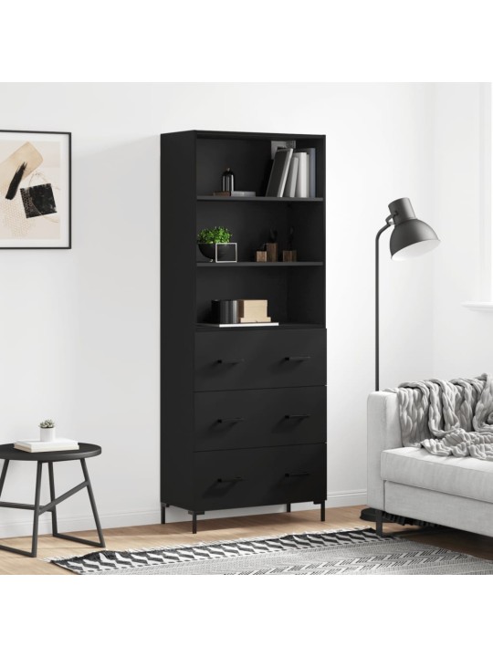 Komoda, juodos spalvos, 69,5x34x180cm, apdirbta mediena