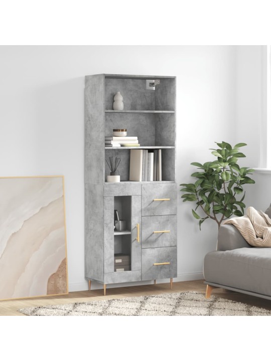 Komoda, betono pilkos spalvos, 69,5x34x180cm, apdirbta mediena