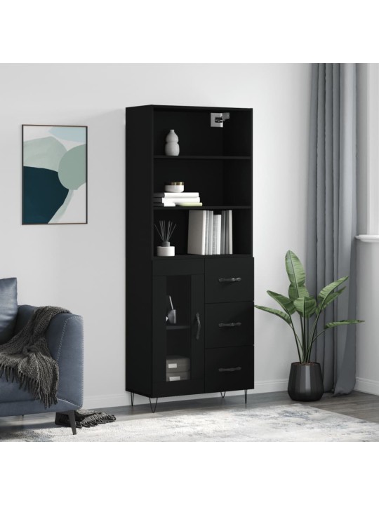 Komoda, juodos spalvos, 69,5x34x180cm, apdirbta mediena