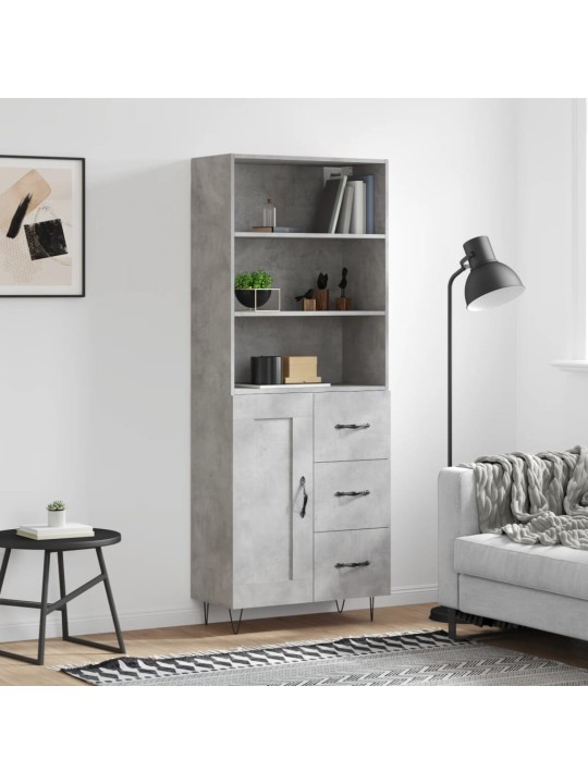 Komoda, betono pilkos spalvos, 69,5x34x180cm, apdirbta mediena