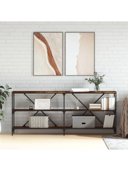 Konsolinis staliukas, dūminis, 180x30x75cm, mediena/geležis