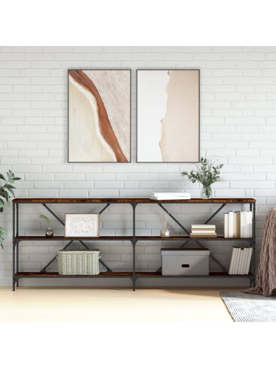 Konsolinis staliukas, dūminis, 200x30x75cm, mediena/geležis