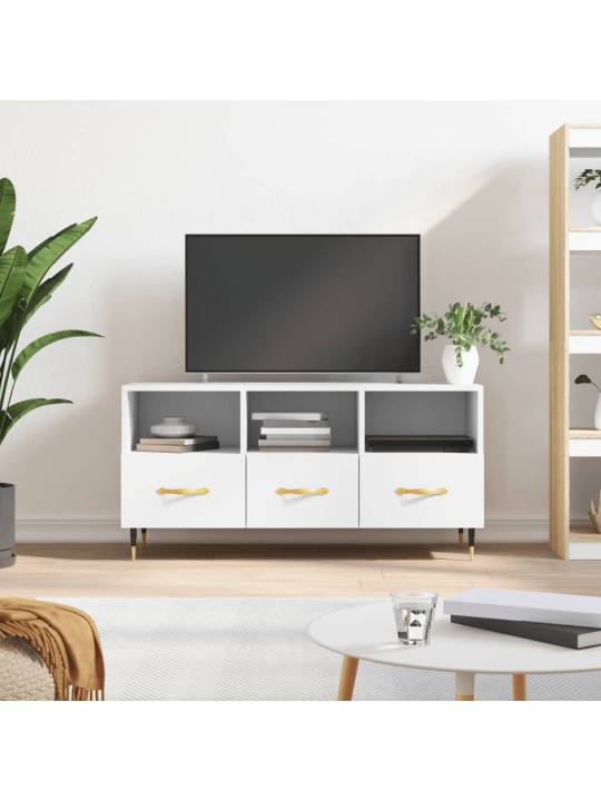 Televizoriaus spintelė, balta, 102x36x50cm, apdirbta mediena