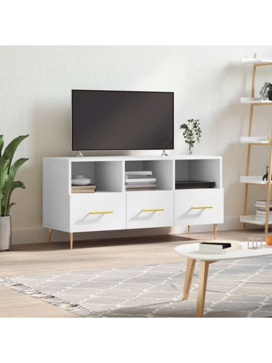 Televizoriaus spintelė, balta, 102x36x50cm, apdirbta mediena