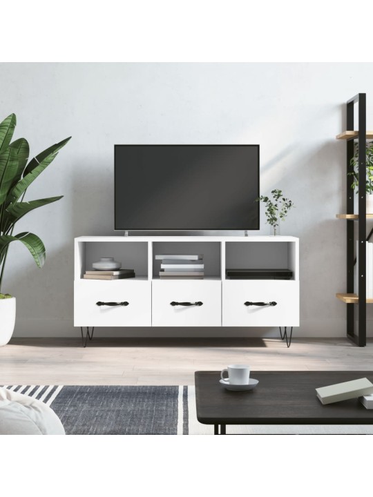 Televizoriaus spintelė, balta, 102x36x50cm, apdirbta mediena
