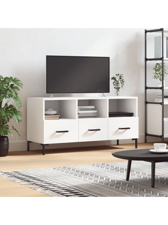 Televizoriaus spintelė, balta, 102x36x50cm, apdirbta mediena