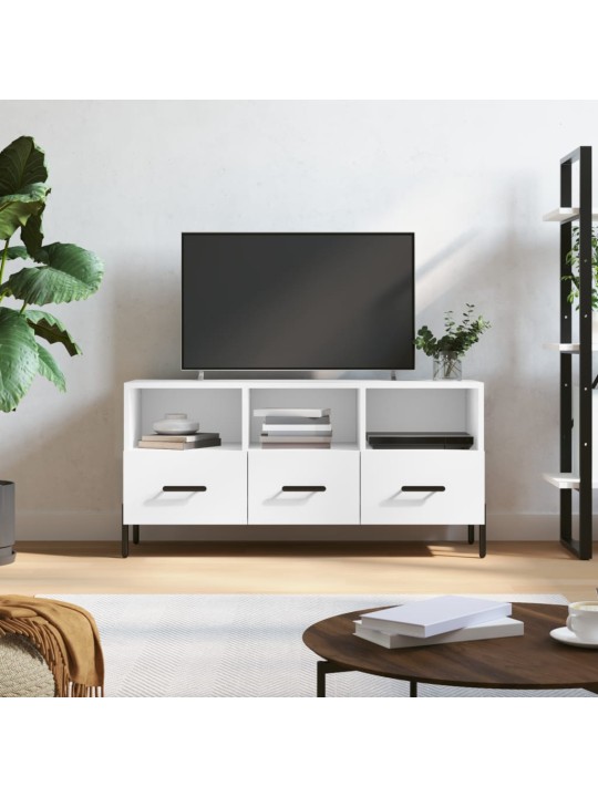 Televizoriaus spintelė, balta, 102x36x50cm, apdirbta mediena