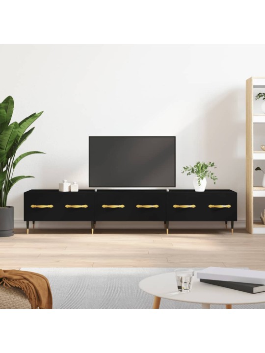 Televizoriaus spintelė, juoda, 150x36x30cm, apdirbta mediena
