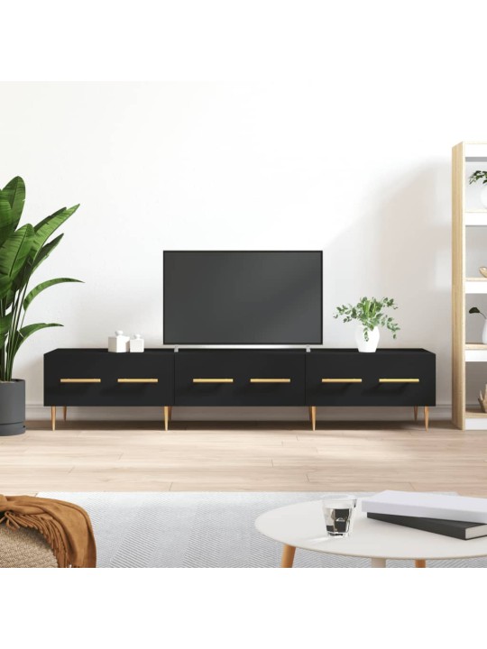 Televizoriaus spintelė, juoda, 150x36x30cm, apdirbta mediena