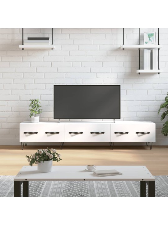 Televizoriaus spintelė, balta, 150x36x30cm, apdirbta mediena