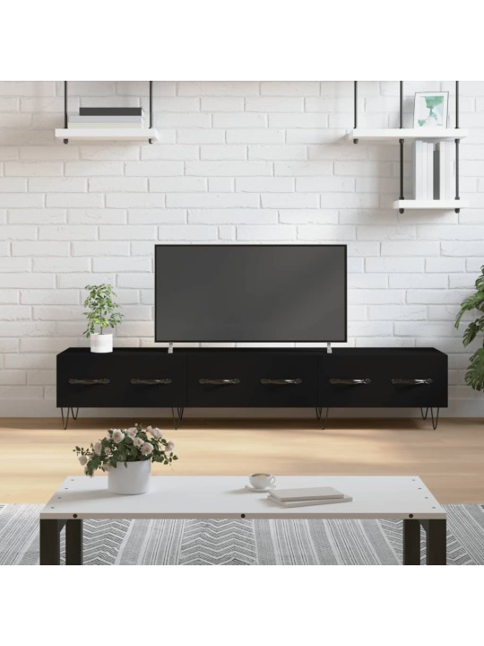 Televizoriaus spintelė, juoda, 150x36x30cm, apdirbta mediena