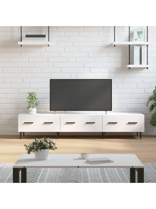 Televizoriaus spintelė, balta, 150x36x30cm, mediena, blizgi
