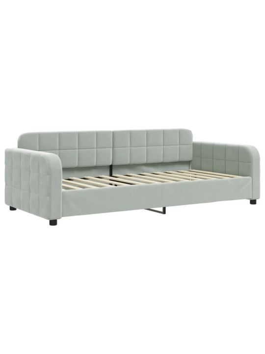 Sofa, šviesiai pilkos spalvos, 90x200cm, aksomas