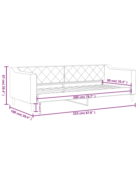 Sofa, juodos spalvos, 90x200cm, audinys