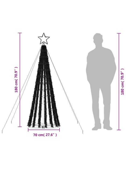 Šviečianti Kalėdų eglutė, 180cm, 275 šaltos LED, kūgio formos