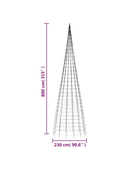 Kalėdų eglutė ant vėliavos stiebo, 800cm, 3000 mėlynų LED