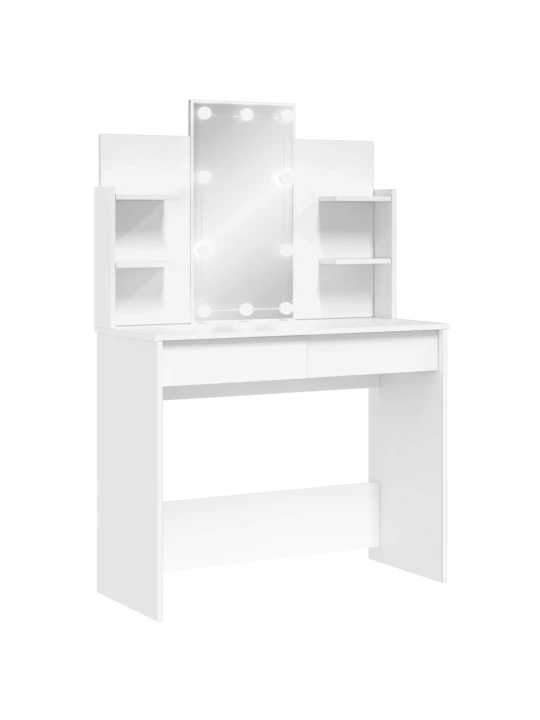 Kosmetinis staliukas su LED lemputėmis, baltas, 96x40x142cm