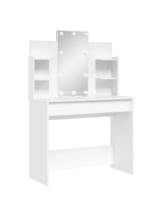 Kosmetinis staliukas su LED lemputėmis, baltas, 96x40x142cm