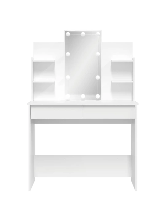 Kosmetinis staliukas su LED lemputėmis, baltas, 96x40x142cm