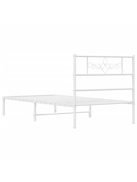 Metalinis lovos rėmas su galvūgaliu, baltos spalvos, 75x190cm