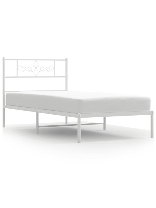 Metalinis lovos rėmas su galvūgaliu, baltos spalvos, 90x200cm