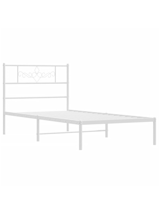 Metalinis lovos rėmas su galvūgaliu, baltos spalvos, 100x190cm
