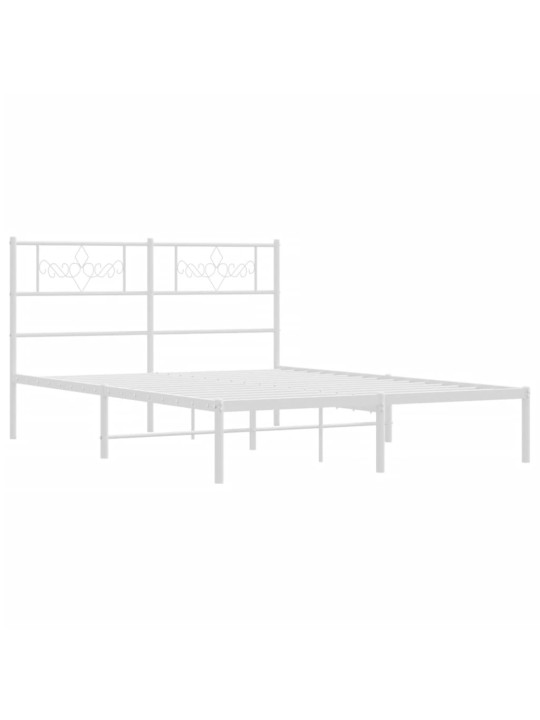 Metalinis lovos rėmas su galvūgaliu, baltos spalvos, 140x190cm