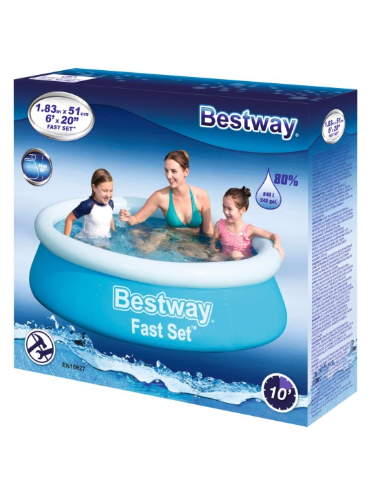 Bestway Fast Set Pripučiamas baseinas, mėlynas, 183x51cm, apskritas