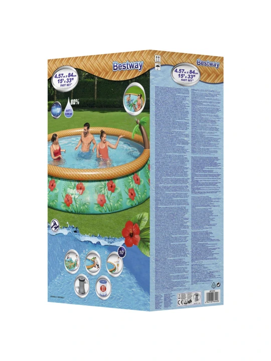 Bestway Pripučiamas baseinas Fast Set Paradise Palms, 457x84cm