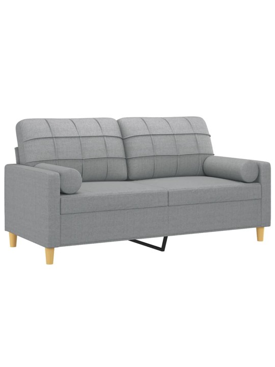 Dvivietė sofa su pagalvėlėmis, šviesiai pilka, 140cm, audinys