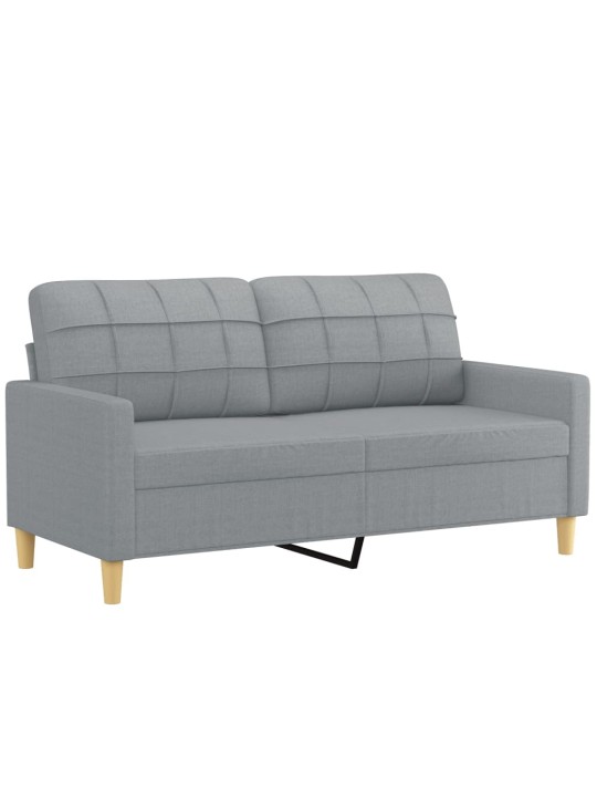Dvivietė sofa su pagalvėlėmis, šviesiai pilka, 140cm, audinys